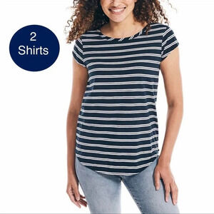 2 Nautica ladies slub tee 2 shirts size small blue